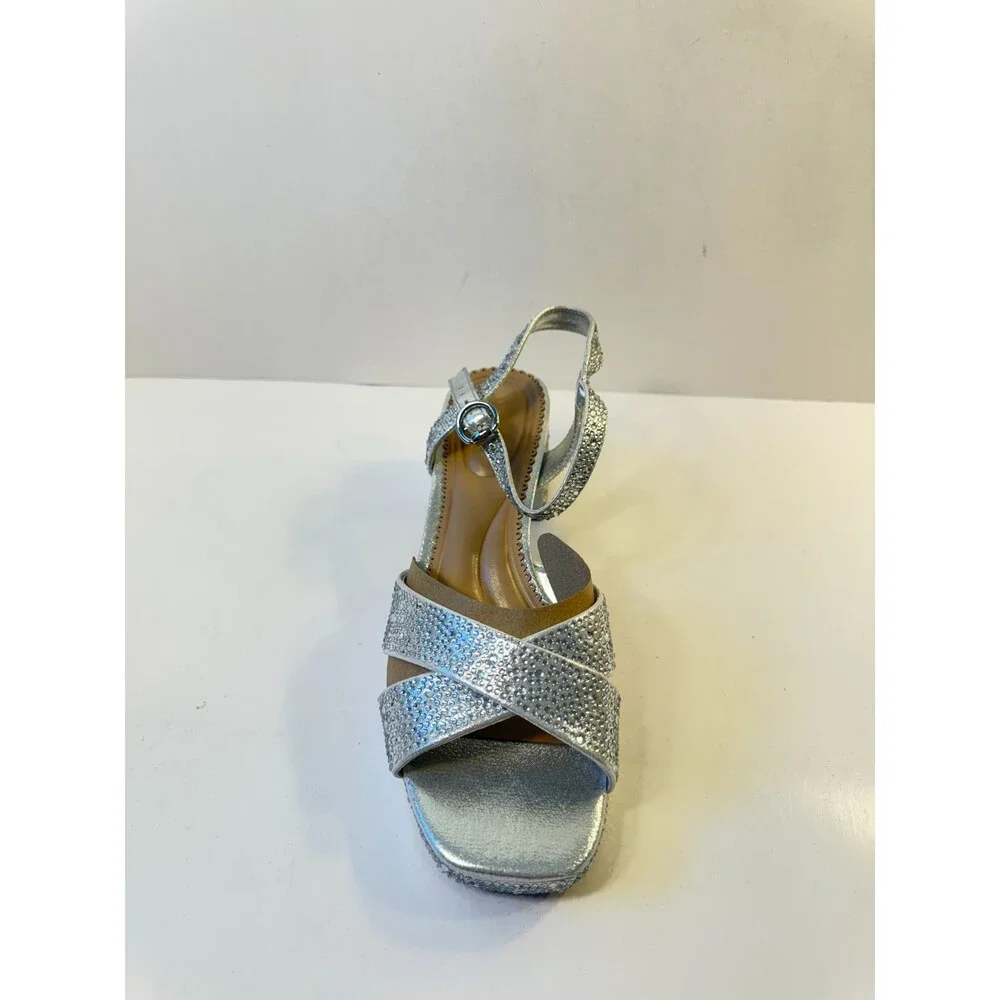 Kelly & Katie Womens Silver Block Heels US 8